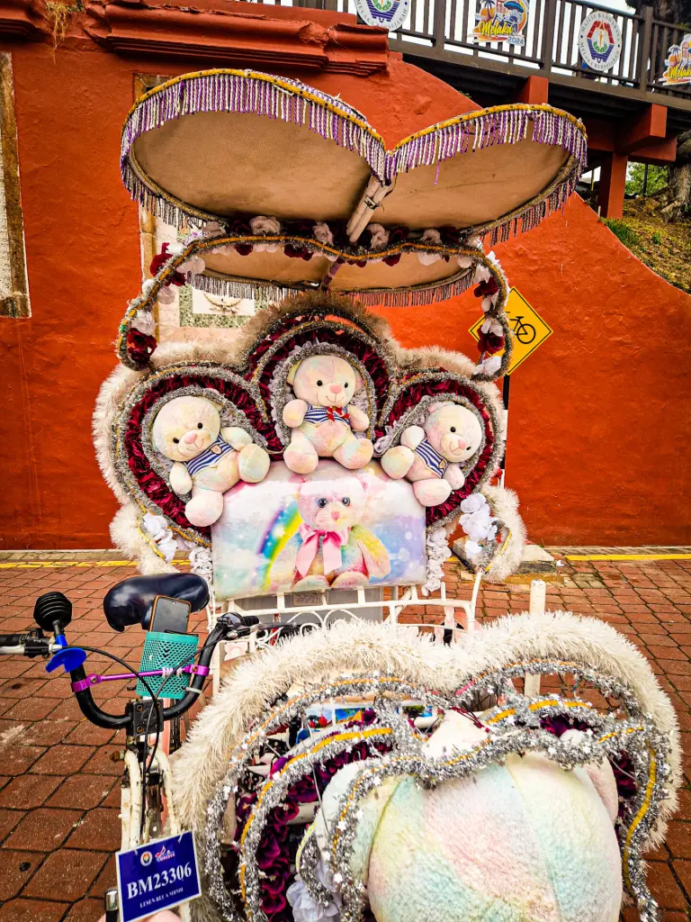 Trishaw covered in teddy bears