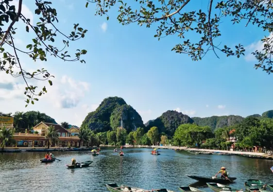 Boats on the lake at Tam Coc