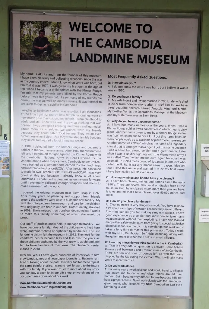 Detailed information on Siem Reap Landlmine Museum