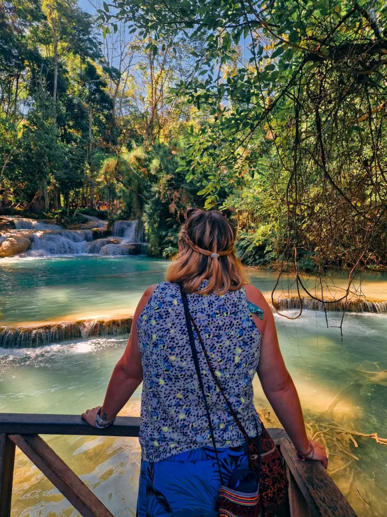 Em at a waterfall