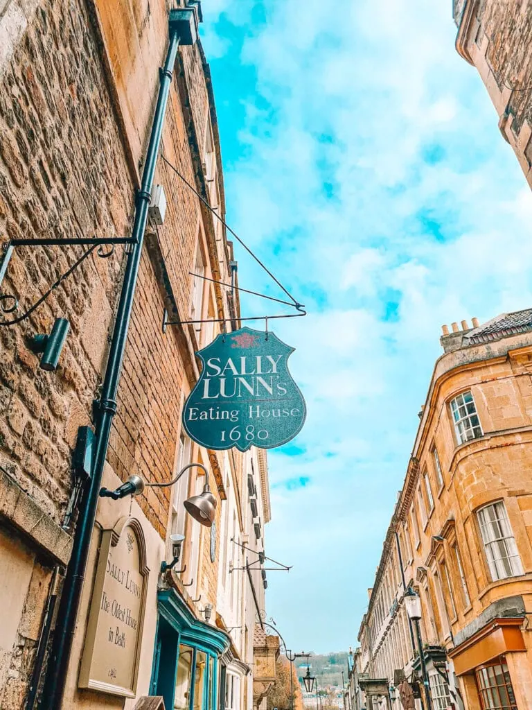 Sign for Sally Lunn Bunn restaurant, with founding date
