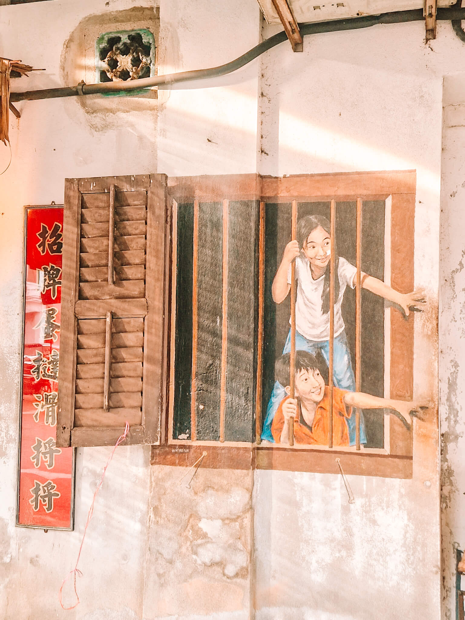 Famous street art of children, George Town, Penang