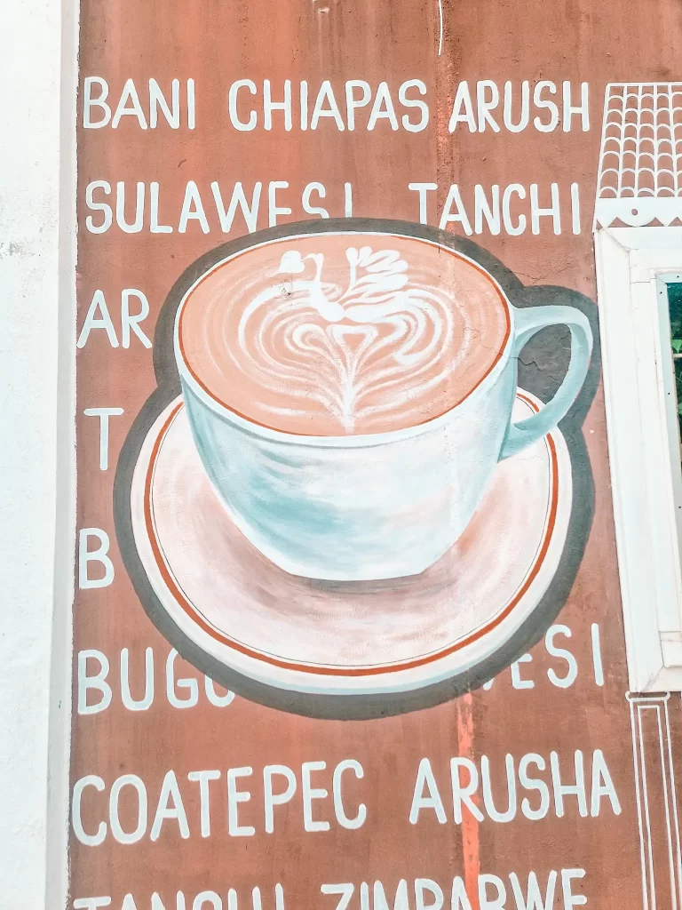 Latte with latte art street art in Ipoh