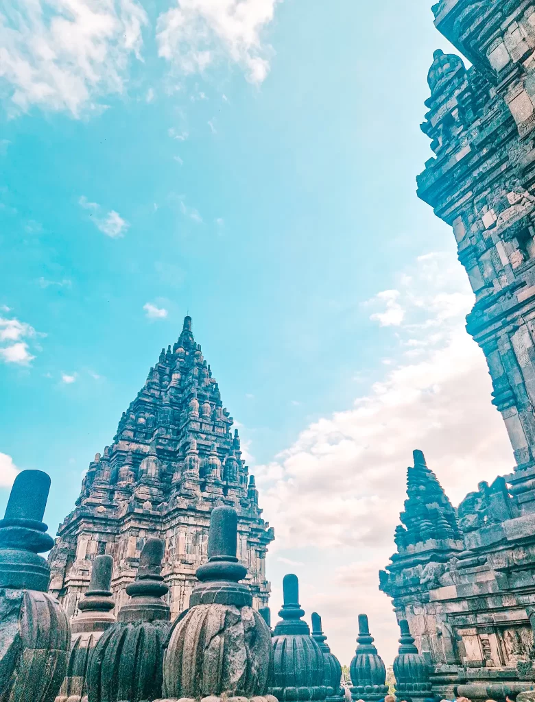 Different temple towers at Prambanan temple