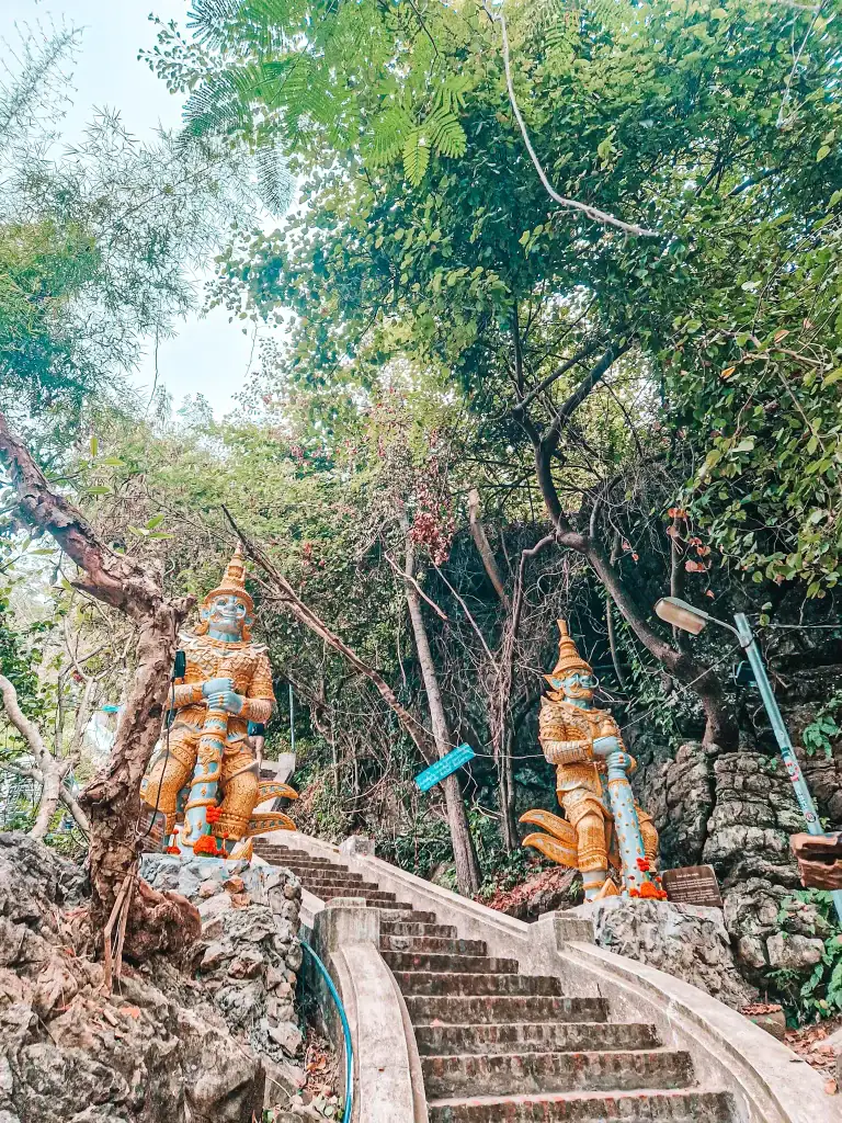 The grand staircase leading to the richly decorated Haw Pha Bang temple in Luang Prabang, a stunning cultural site and one of the best things to do in Luang Prabang.